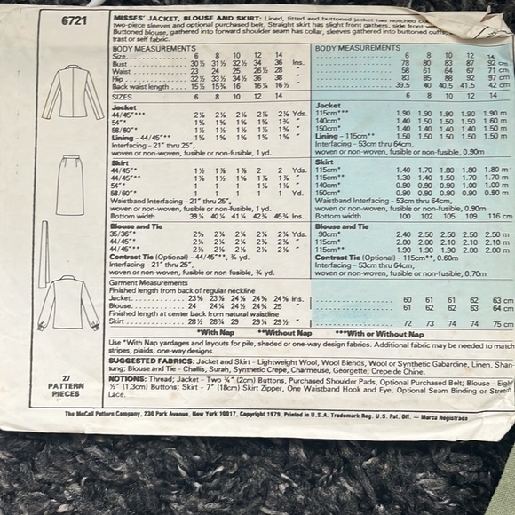 Vintage McCall’s sewing pattern  for women. 6721. size 12 busy 34 - Picture 2 of 2